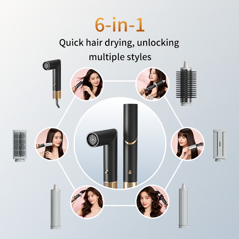 BINWANG 6-in-1 High Speed Hair Dryer 110000RPM Negative Ions OEM hair styling tools suppliers BINWANG 6-in-1 High Speed Hair Dryer 110000RPM Negative Ions OEM hair styling tools suppliers