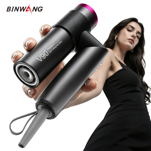 BINWANG V90 High-Speed Ionic Hair Dryer - 110,000 RPM Professional Blow Dryer with Global Voltage (Hermes Orange / Titanium Gray)